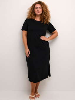 Kaffe Curve CALINE - Sort kjole i bomulds jersey