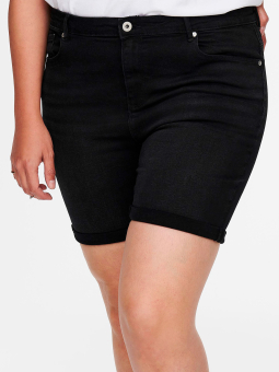 Only Carmakoma Carlaola - Sorte strækbar denim shorts
