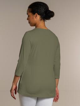 Sandgaard AMSTERDAM - Army grøn basis bluse med 3/4 ærmer
