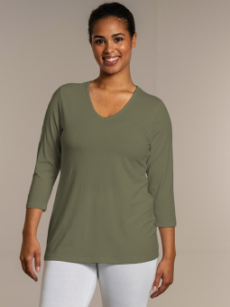 Sandgaard AMSTERDAM - Army grøn basis bluse med 3/4 ærmer