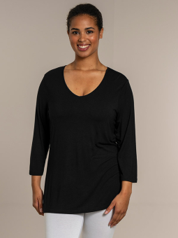 Sandgaard AMSTERDAM - Sort basis jersey bluse med 3/4 ærmer