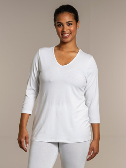 Sandgaard AMSTERDAM - Hvid basis jersey bluse med 3/4-ærmer