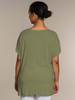 Sandgaard AMSTERDAM - Armygrøn basis t-shirt i viskose jersey