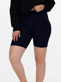 Only Carmakoma TIME - Sorte skånebukser / cykelshorts i bomuldsjersey