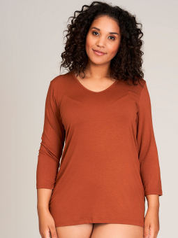 Sandgaard AMSTERDAM - Basis bluse i brændt orange med 3/4-ærmer